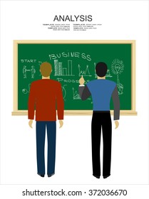 Analysis of information on the dashboard. Monitoring and statistics - vector illustration