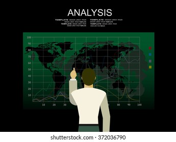 Analysis of information on the dashboard. Monitoring and statistics - vector illustration