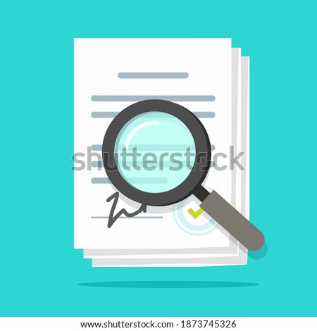 Analysis inspection audit of agreement contract documents vector, statement terms review vector flat, compliance paperwork verification, assessment evaluation of legal law business corporations bylaws