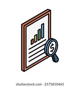Analysis isometric 3D color line. use for modern concept, print, UI, UX kit, web and app development. Vector EPS 10, related to education, business, finance, investment.