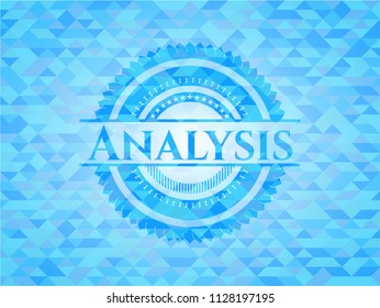 Analysis light blue emblem with mosaic background