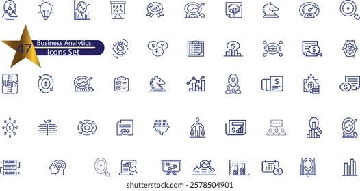 Analysis Line Editable Icons set. Vector illustration in modern thin line style of analytics related icons