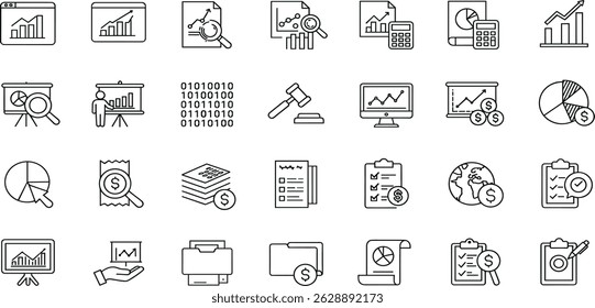 Analysis Line Editable Icons Set vectors