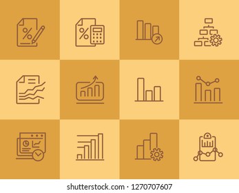 Analysis line icon set. Bar chart, bank interest, loan agreement. Data concept. Can be used for topics like finance, reporting, marketing
