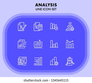 Analysis line icon set. Bar chart, bank interest, loan agreement. Data concept. Can be used for topics like finance, reporting, marketing