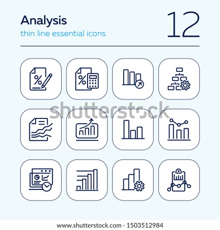 Analysis line icon set. Bar chart, bank interest, loan agreement. Data concept. Can be used for topics like finance, reporting, marketing