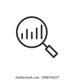 Analysis line icon, sign or symbol. Premium pictogram in trendy outline style. Analysis pixel perfect vector icon isolated on a white background. 
