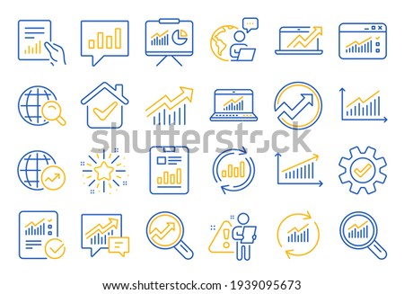 Analysis line icons. Charts, Reports and Graphs. Vector