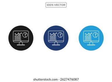 Iconos de línea de análisis. Contiene análisis, infografía, análisis, balance, gráficos, informe. icono Vector 1