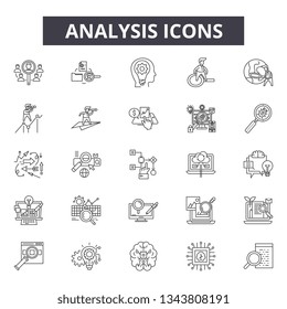 Analysis line icons for web and mobile design. Editable stroke signs. Analysis  outline concept illustrations