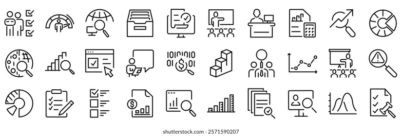 Analysis line web icons. infographic, analytics. Editable stroke. Vector illustration.