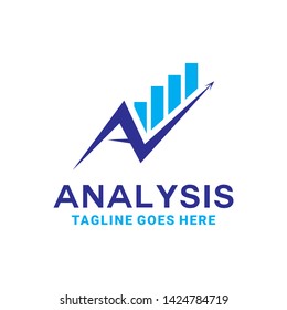 Analysis Logo Design With Flat Style. Chart Logotype. Financial Emblem For Company. Graph Icon For Business. Creative And Modern Investment Graphic Idea.