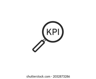 Analysis, magnifying glass, kpi icon. Vector illustration. Flat design.