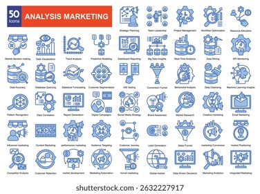  conjunto de coleta de pacotes de ícone de marketing de análise para negócios

