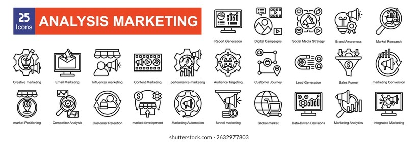  analysis marketing icon  pack collection set for business

