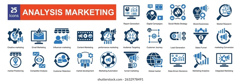  analysis marketing icon  pack collection set for business

