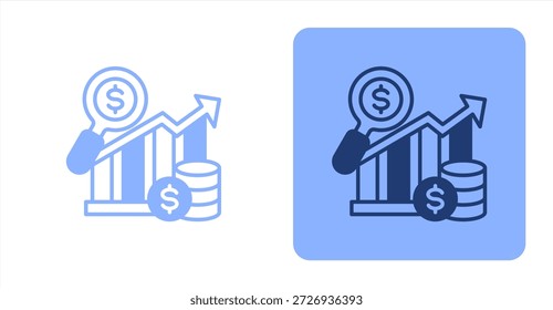 Análisis MixedIlustración de icono de color de dos tonos y fondo contrastante