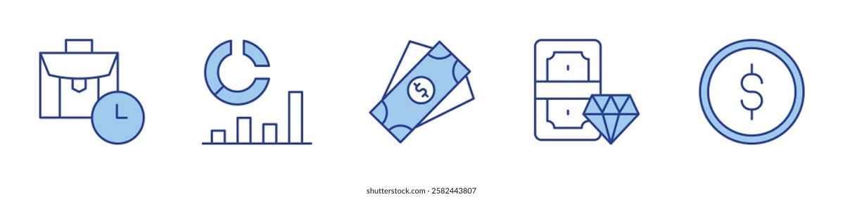analysis, money, business. Icon vector illustration. Line Duotone style. Editable stroke.
