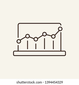 Analysis on laptop line icon. Graph, computer, report. Market development concept. Can be used for topics like accounting, finance, marketing