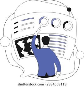 Analysis on the machine 2,  Flat vector illustration