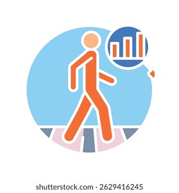 analysis pedestrian traffic color flat icon. Vector isolated element. Editable stroke.