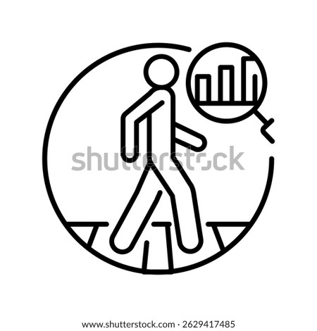 analysis pedestrian traffic line icon. Vector isolated element. Editable stroke.