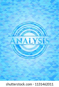 Analysis realistic light blue emblem. Mosaic background