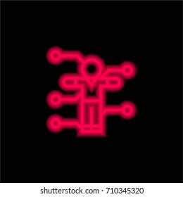 Analysis red glowing neon ui ux icon. Glowing sign logo vector