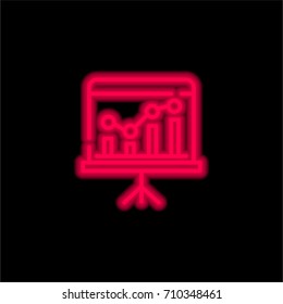 Analysis red glowing neon ui ux icon. Glowing sign logo vector