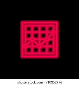 Analysis red glowing neon ui ux icon. Glowing sign logo vector