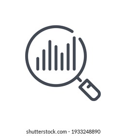 Analysis Research Line Icon. Magnifier With Chart Vector Outline Sign.