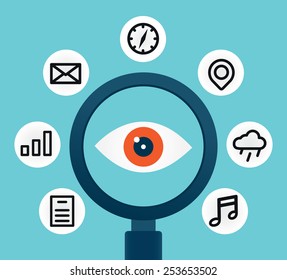 Analysis and scrutiny of the different information - vector illustration