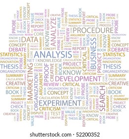 ANALYSIS. Seamless vector pattern with word cloud.
