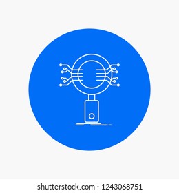 Analysis, Search, information, research, Security White Line Icon in Circle background. vector icon illustration