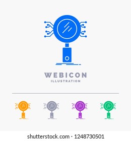 Analysis, Search, information, research, Security 5 Color Glyph Web Icon Template isolated on white. Vector illustration
