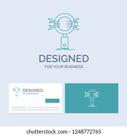 Analysis, Search, information, research, Security Business Logo Line Icon Symbol for your business. Turquoise Business Cards with Brand logo template
