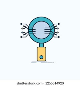 Analysis, Search, information, research, Security Flat Icon. green and Yellow sign and symbols for website and Mobile appliation. vector illustration