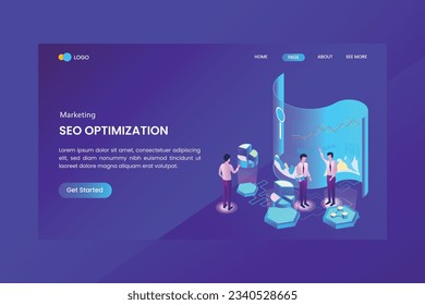 Analysis Seo Marketing Isometric Concept Landing Page