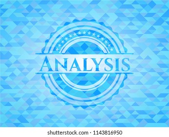 Analysis sky blue emblem with mosaic background