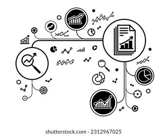 Analysis of some data or financial analytics vector illustration, business trade market graphs, big data.
