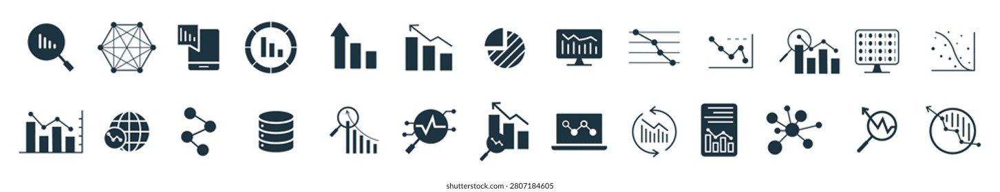 analysis and statics icon set graph chart analytics