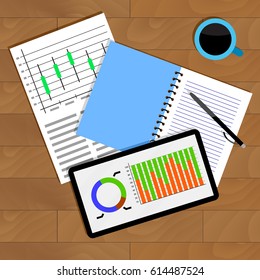 Analysis of statistical data. Infographic business, annual finance infograph, vector illustration