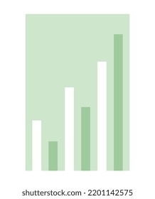Analysis of statistics concept. Green poster with graph or chart. Financial analytics or accounting report. Growth and improvement. Cartoon flat vector illustration isolated on white background