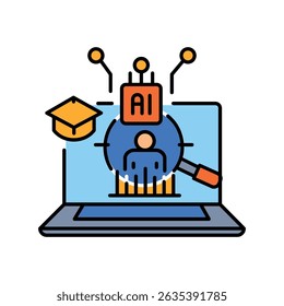 ícone da linha de cor das lições online do comportamento do aluno de análise para projetos digitais e de impressão.  Ícones mínimos de limpeza para aplicativos e sites. Ícones simples modernos para UI UX e branding