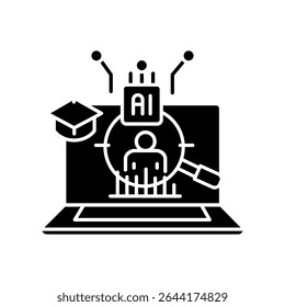 análise comportamento do aluno aulas on-line ícone preto plano para projetos digitais e de impressão.  Ícones mínimos de limpeza para aplicativos e sites. Ícones simples modernos para UI UX e branding