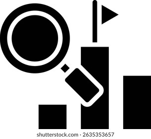 Die Symbole für die Analyse und die Zielerreichung werden in einem grafischen Diagramm angezeigt, das den finanziellen, gewinnorientierten oder industriellen Geschäftsbereich vergrößert.
