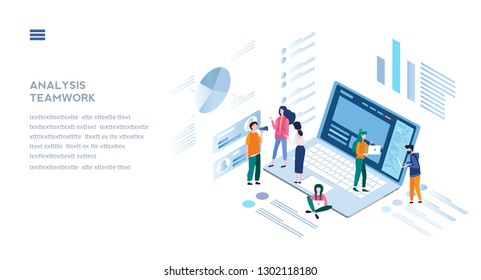 Analysis teamwork, project management, Analysis of sales, business statistic, consulting team, startup, business analysis, planning, development, vector illustration. Analysis teamwork, project management, Analysis of sales, business statistic, consulting team, startup, business analysis, planning, development, vector illustration.