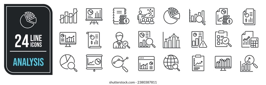 Analysis thin line icons. For website marketing design, logo, app, template, ui, etc. Vector illustration.