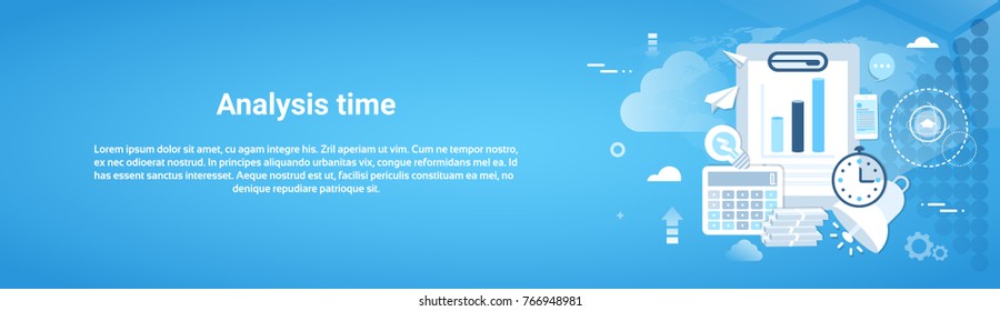 Analysis Time Horiozntal Web Banner With Copy Space Vector Illustration