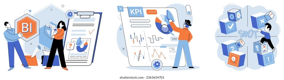 Analysis tool. Business intelligence. Vector illustration A well-defined strategy is crucial for achieving business goals Design thinking enhances development innovative solutions Digital platforms